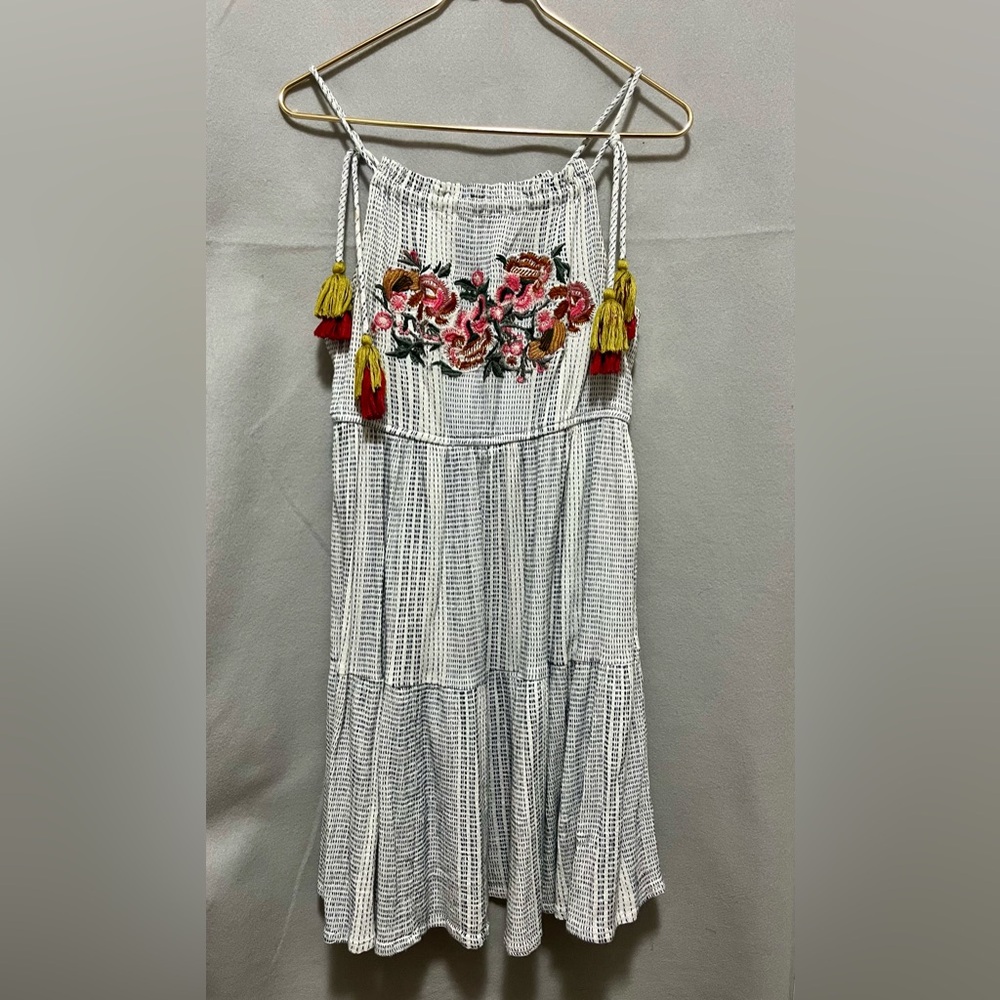 Altar’d State Embroidered Tassel Boho Cotton Dress Size L